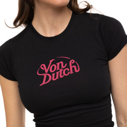 T-shirt femme moulant col rond print devant et dos Mrk