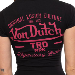 T-shirt femme moulant col rond print devant et dos Mrk