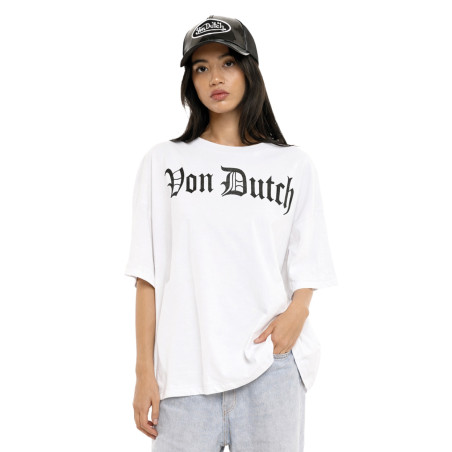 T-shirt femme oversize col rond print glitter devant et dos Vaness