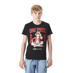 T-shirt en coton garçon regular fit avec print One Piece Straw Hat