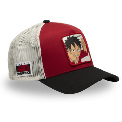 Casquette trucker avec filet en sergé de coton One piece Luffy Red