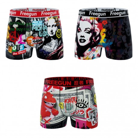 Lot de 3 boxers homme Garantie 2 ans Pop Art Mona Lisa