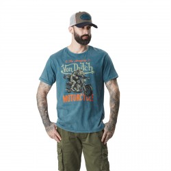 T-shirt homme col rond en jersey et acid wash avec print Wolfy