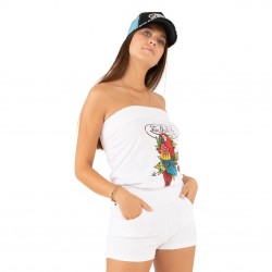 Combinaison short fluide bandeau avec print devant Parrot