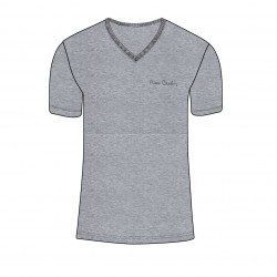 T-shirt homme en col v avec broderie sur la poitrine