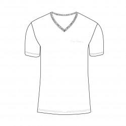 T-shirt homme en col v avec broderie sur la poitrine