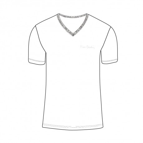 T-shirt homme en col v avec broderie sur la poitrine