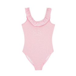 Maillot de bain 1 pièce petite fille avec volants Fil d'or
