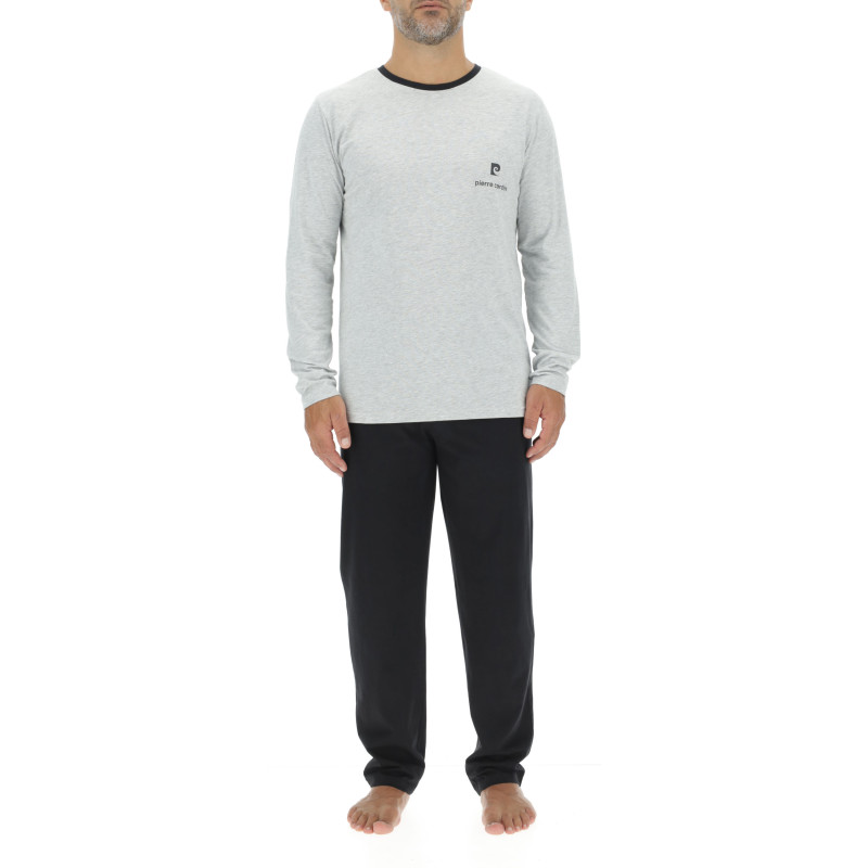 Ensemble Pyjama long homme en coton uni Logo poitrine Ensemble Pyjama long homme en coton uni Logo poitrine