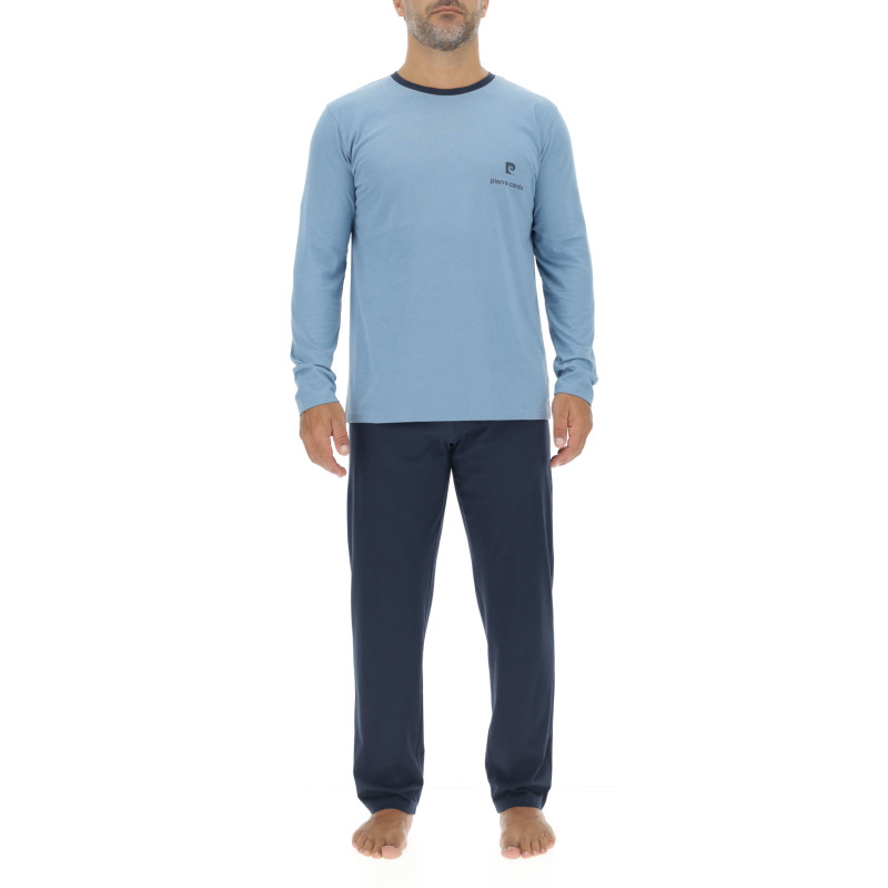 Ensemble Pyjama long homme en coton uni Logo poitrine Ensemble Pyjama long homme en coton uni Logo poitrine