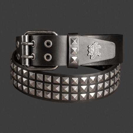 Ceinture cloutée double rivets cuir de Vachette Made in France Rock