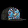 Casquette snapback visière plate imprimée et logo brodé Blue Flower
