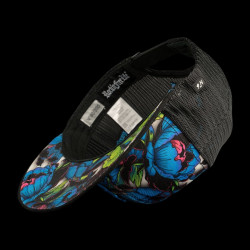 Casquette snapback visière plate imprimée et logo brodé Blue Flower