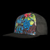 Casquette snapback visière plate imprimée et logo brodé Blue Flower
