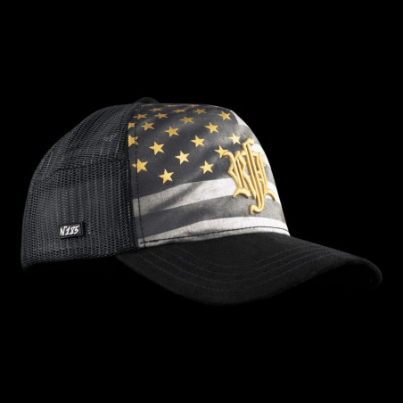Casquette trucker imprimée avec filet et logo brodé Dark Knight