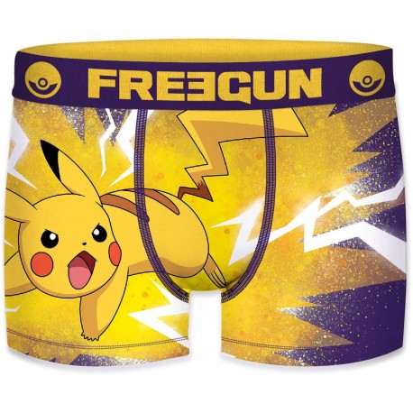 Boxer Garçon Freegun Pokemon Pikachu Jaune