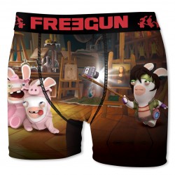 Boxer Garçon Freegun Lapins Crétins Selfy Marron