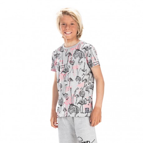 T-shirt Freegun Flamant Gris