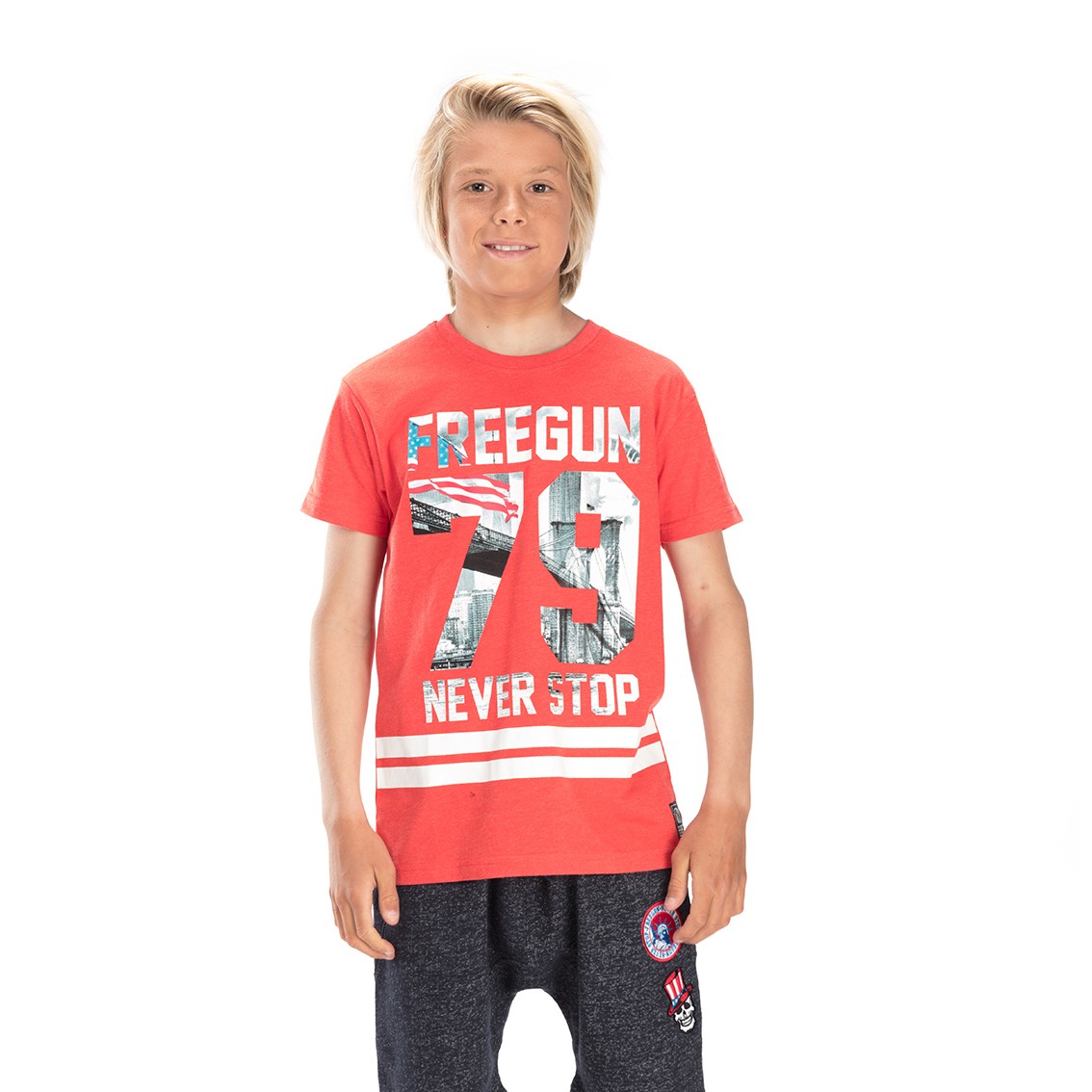 T shirt Freegun 79 Rouge et blanc Clothing Market