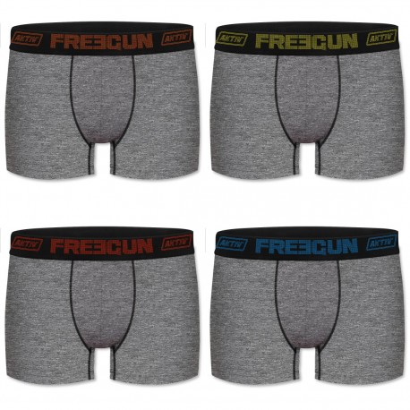 Lot de 4 Boxers Homme Freegun Uni Gris Chiné