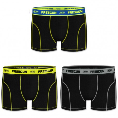 Lot de 3 Boxers Garçon Freegun Uni Noir