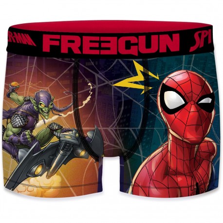 Boxer Homme Freegun Spider Man Toile Rouge et Bleu