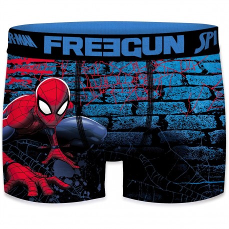 Boxer Garçon Freegun Spider Man Street Bleu et Rouge