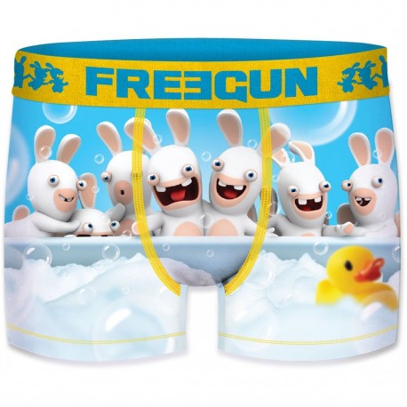 Boxer Homme Freegun Lapins Crétins Baignoire Blanc