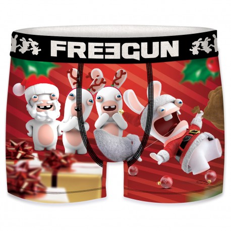 Boxer Homme Freegun Lapins Crétins Noël Rouge