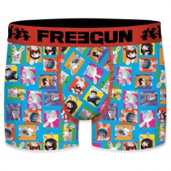 Boxer Homme Freegun Lapins Crétins Photo Bleu