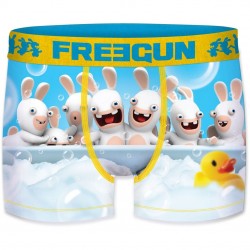 Boxer Garçon Freegun Lapins Crétins Baignoire Blanc