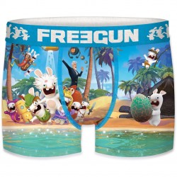 Boxer Garçon Freegun Lapins Crétins Island Bleu