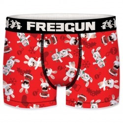 Boxer Garçon Freegun Lapins Crétins Père Noël Rouge