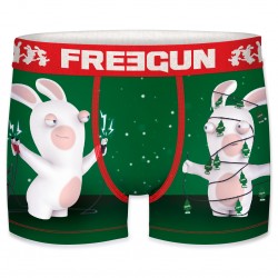 Boxer Garçon Freegun Lapins Crétins Sapin Vert