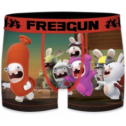 Boxer Garçon Freegun Lapins Crétins Crazy Rouge