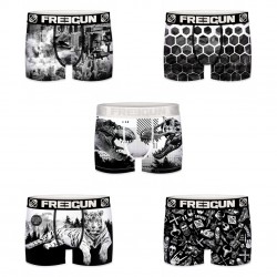 Lot de 5 boxers Garçon Freegun Black&White Noir