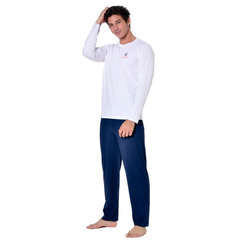 Ensemble pyjama long homme t-shirt col rond bicolore Dom Ensemble pyjama long homme t-shirt col rond bicolore Dom
