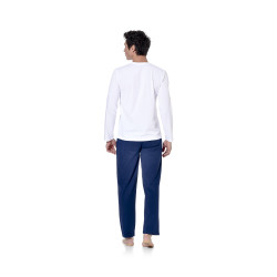 Ensemble pyjama long homme t-shirt col rond bicolore