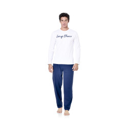Ensemble pyjama long homme t-shirt col rond bicolore