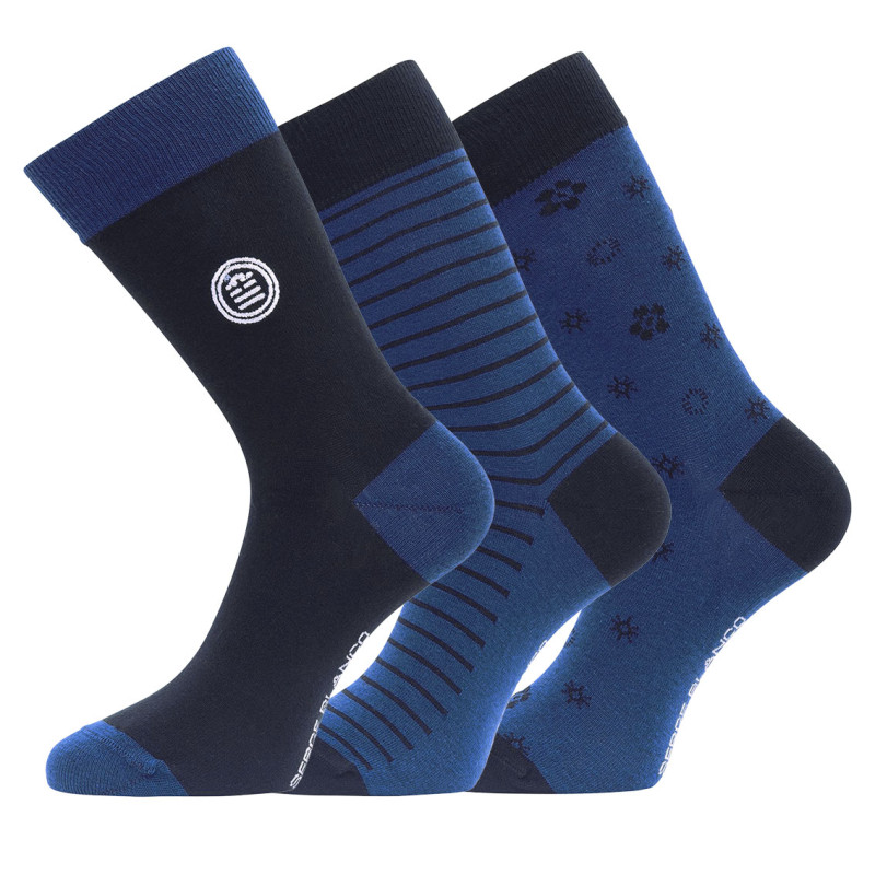 Lot de 3 paires de chaussettes de ville fantaisies en coton peigné Lot de 3 paires de chaussettes de ville fantaisies en coton peigné