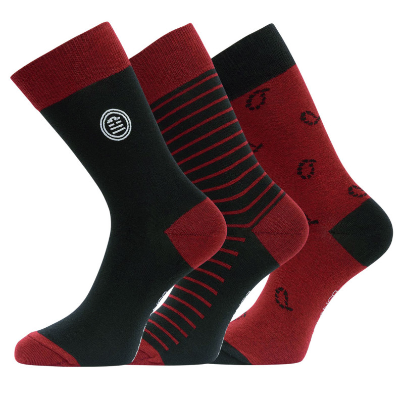 Lot de 3 paires de chaussettes de ville fantaisies en coton peigné Lot de 3 paires de chaussettes de ville fantaisies en coton peigné