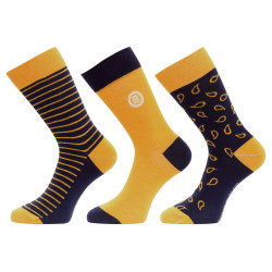 Lot de 3 paires de chaussettes de ville fantaisies en coton peigné