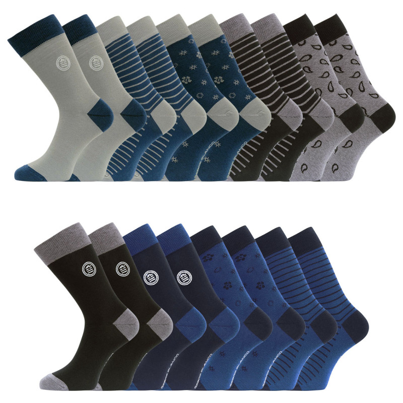 Lot de 9 paires de chaussettes de ville fantaisies en coton peigné