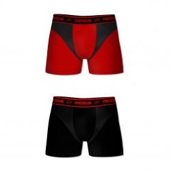 Lot 2 Boxers Homme Aktiv Performance Rouge et Noir