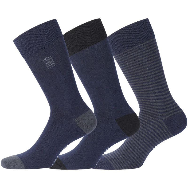 Lot de 3 Paires de Chaussettes de ville coton homme peigné doux