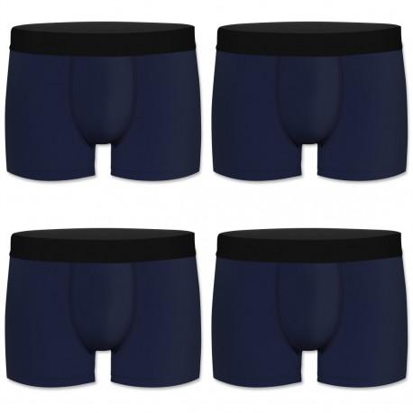 Lot de 4 boxers homme en coton bio My Esssential Bleu Marine