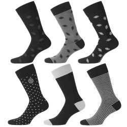 Lot de 6 Paires de Chaussettes de Ville coton homme peigné doux