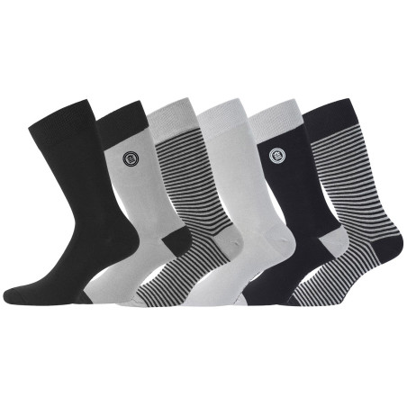 Lot de 6 Paires de Chaussettes de Ville coton homme peigné doux
