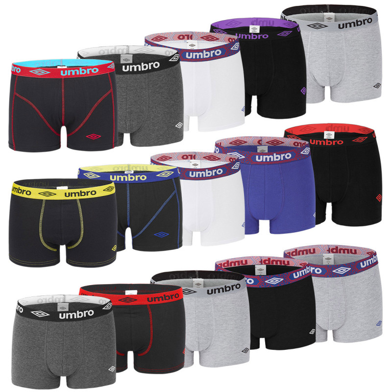 Pack Surprise de 6 Boxers coton homme Umbro Pack Surprise de 6 Boxers coton homme Umbro