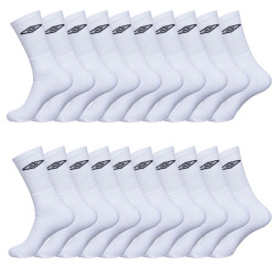 Lot de 20 Paires de Chaussettes Tennis homme UMBRO Blanc